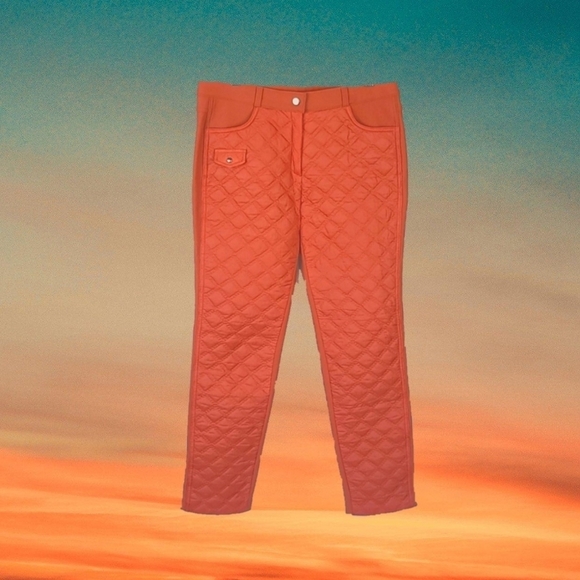 Vintage Pants - Sateen Orange Sportd Pants Quilted Vintage Well-Made
